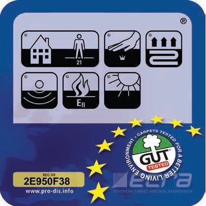 Certifikát  evropského informačního systému výrobců koberců - na web zadejte REG.NR
